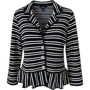 PLUS 1X STYLE & CO black white cropped knit jacket office ruffle blazer
